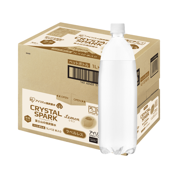 CRYSTAL SPARK　富士山の強炭酸水レモン　1L　ラベルレス（ケース）